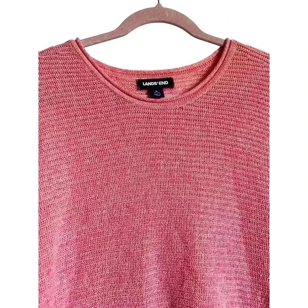 Lands' End Sz‎ L Cotton Linen Blend Sweater Dress Cruise Coastal Preppy - Picture 10 of 12